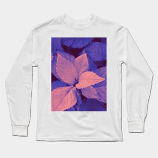 Photo of leaves in a pink and purple gradient Long Sleeve T-Shirt